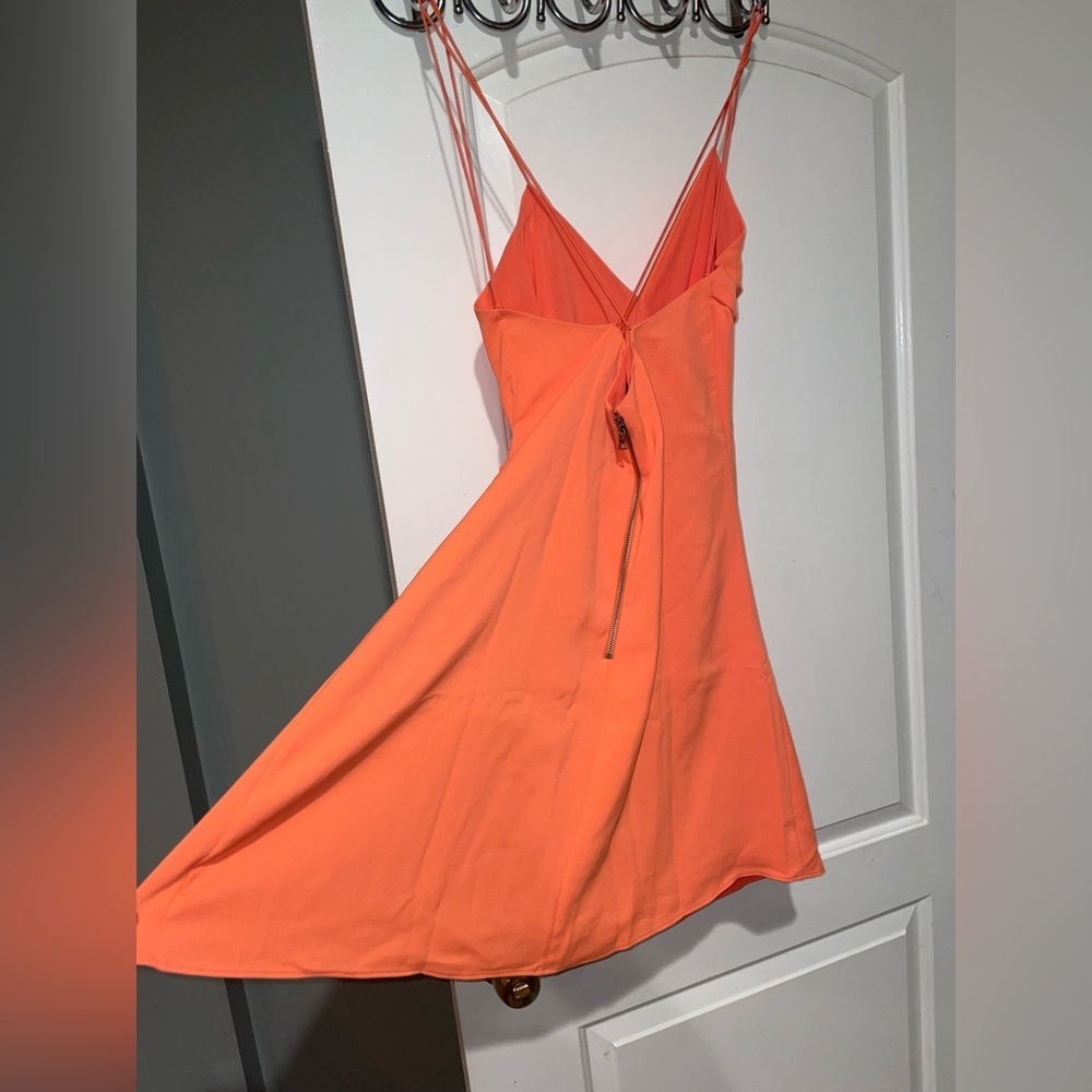 New! Alice + Olivia Katie Coral Tie Wrap Mini Dress 🧡 size 10 NWT! - Picture 12 of 14